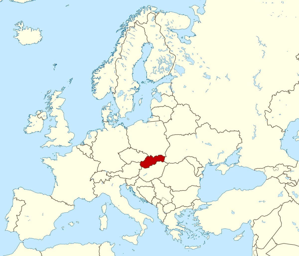 карта Славакіі карта Еўропы