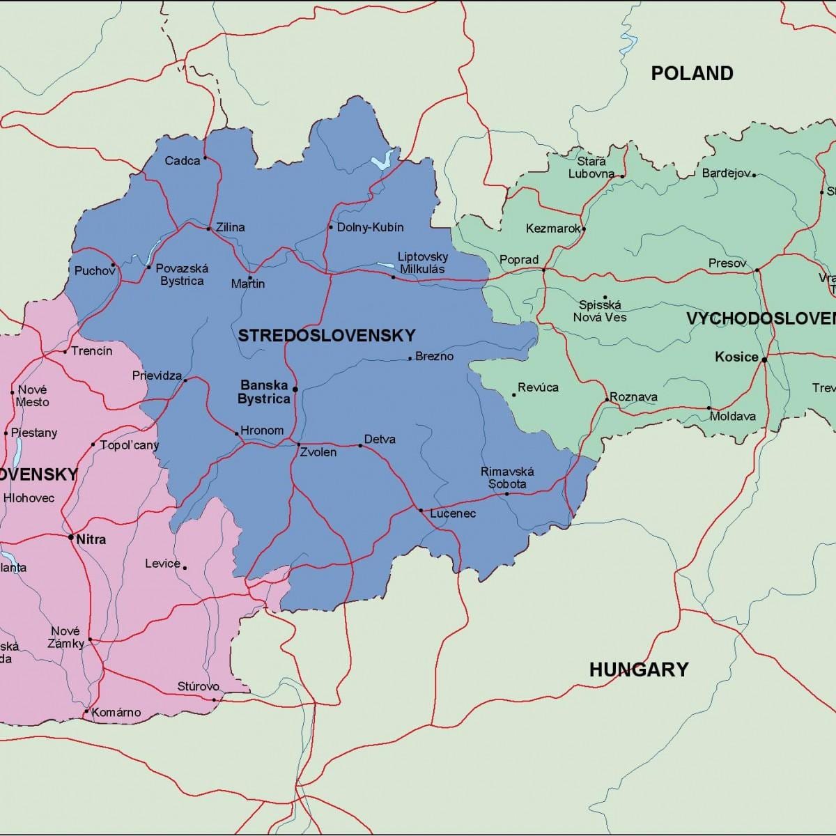 карта Славакіі палітычных