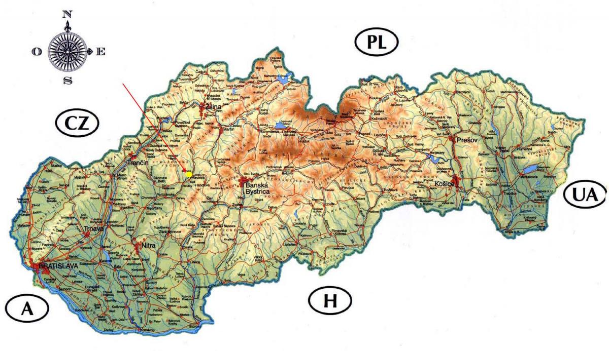 карта Славакіі замкі