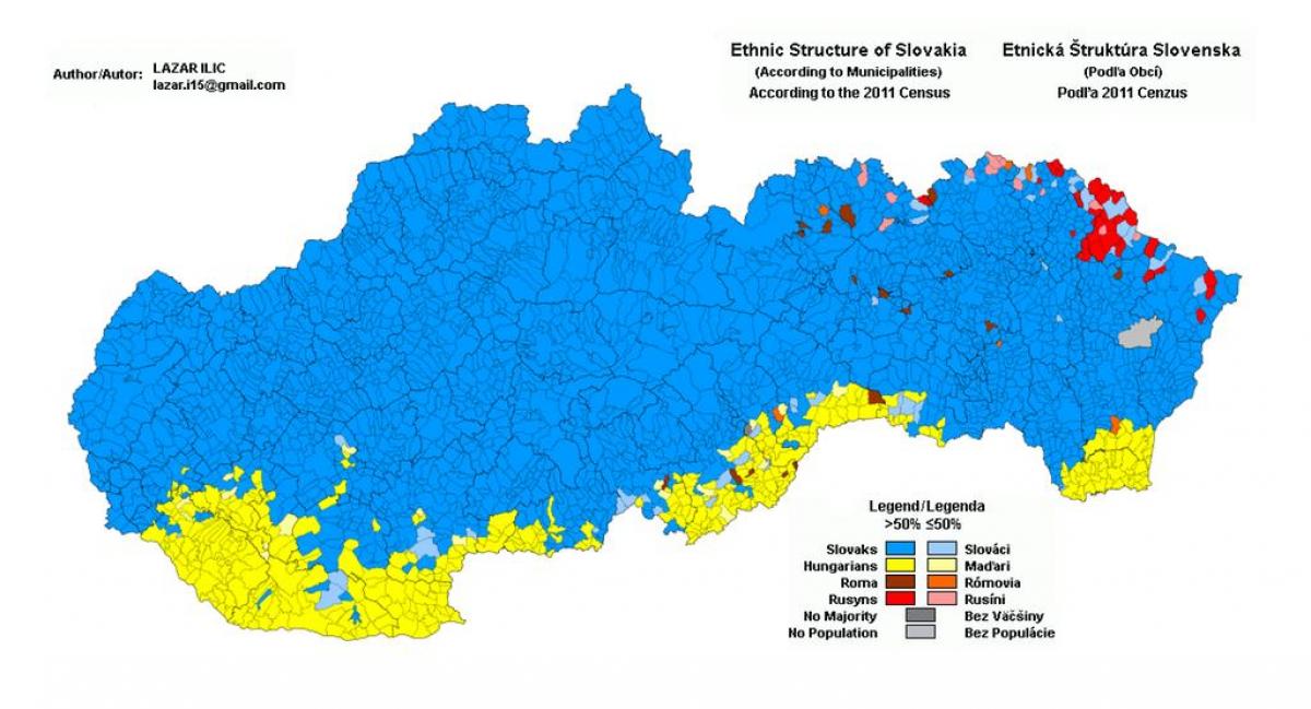 карта Славакіі этнічныя
