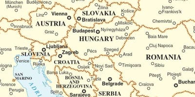 Карта Славакіі навакольных краін