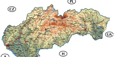Падрабязная карта Славакіі